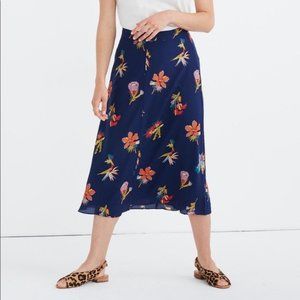 Madewell Birds of Paradise Navy Midi Skirt
